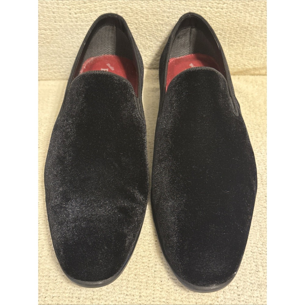 Belvedere Paolo Mens 10.5 Black Velvet Slip On Loafers Dress Shoes Brazil No Box